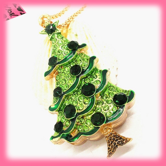 Betsey Johnson Jewelry - Green Sparkling Christmas Tree Necklace - NWT